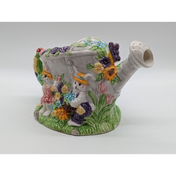 Spring Easter Watering Pot Ceramic Bunny Bunnies Garden Eggs Flowers - Picture 11 of 11